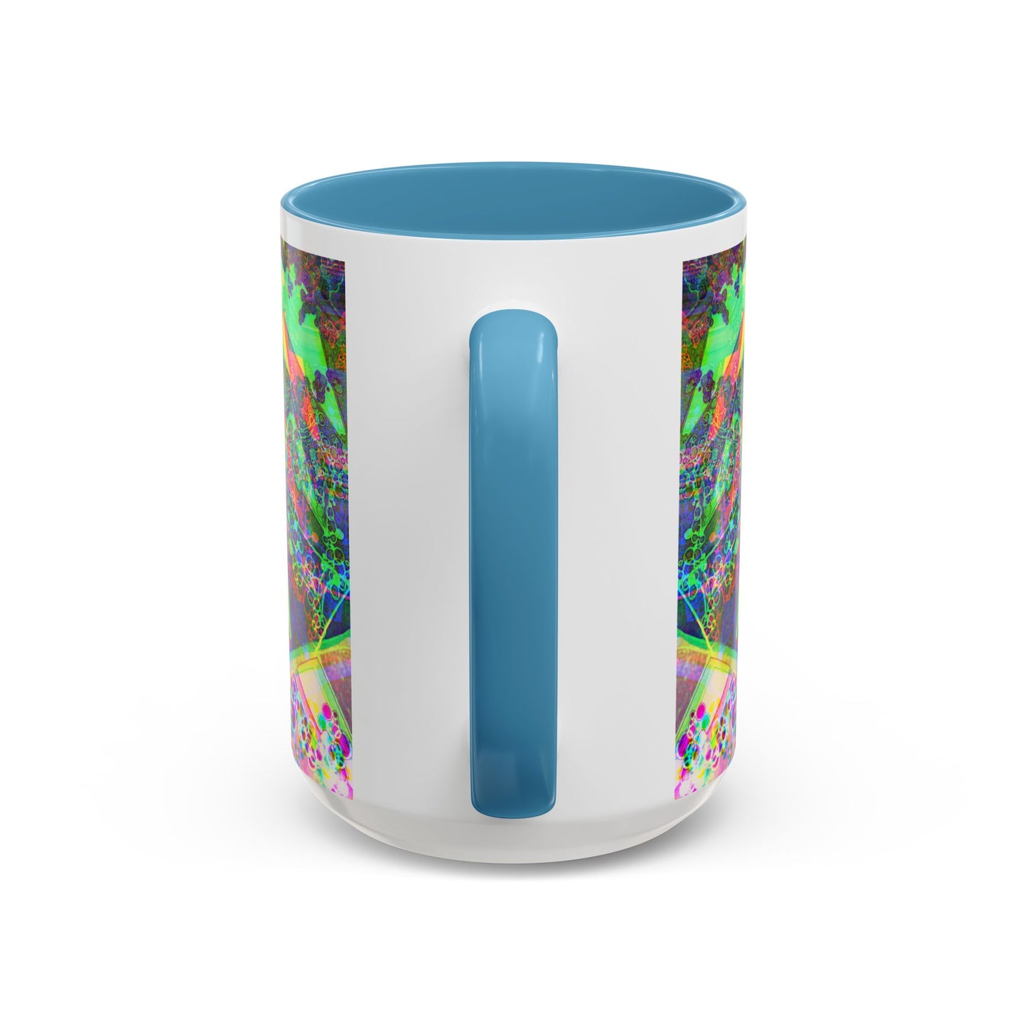 Psychedelic Geometric Accent Coffee Mug — Vibrant Neon Art Design (11/15oz)