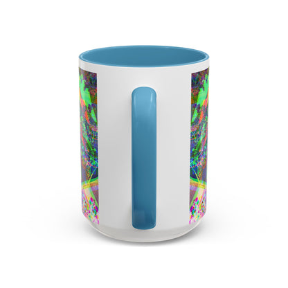 Psychedelic Geometric Accent Coffee Mug — Vibrant Neon Art Design (11/15oz)