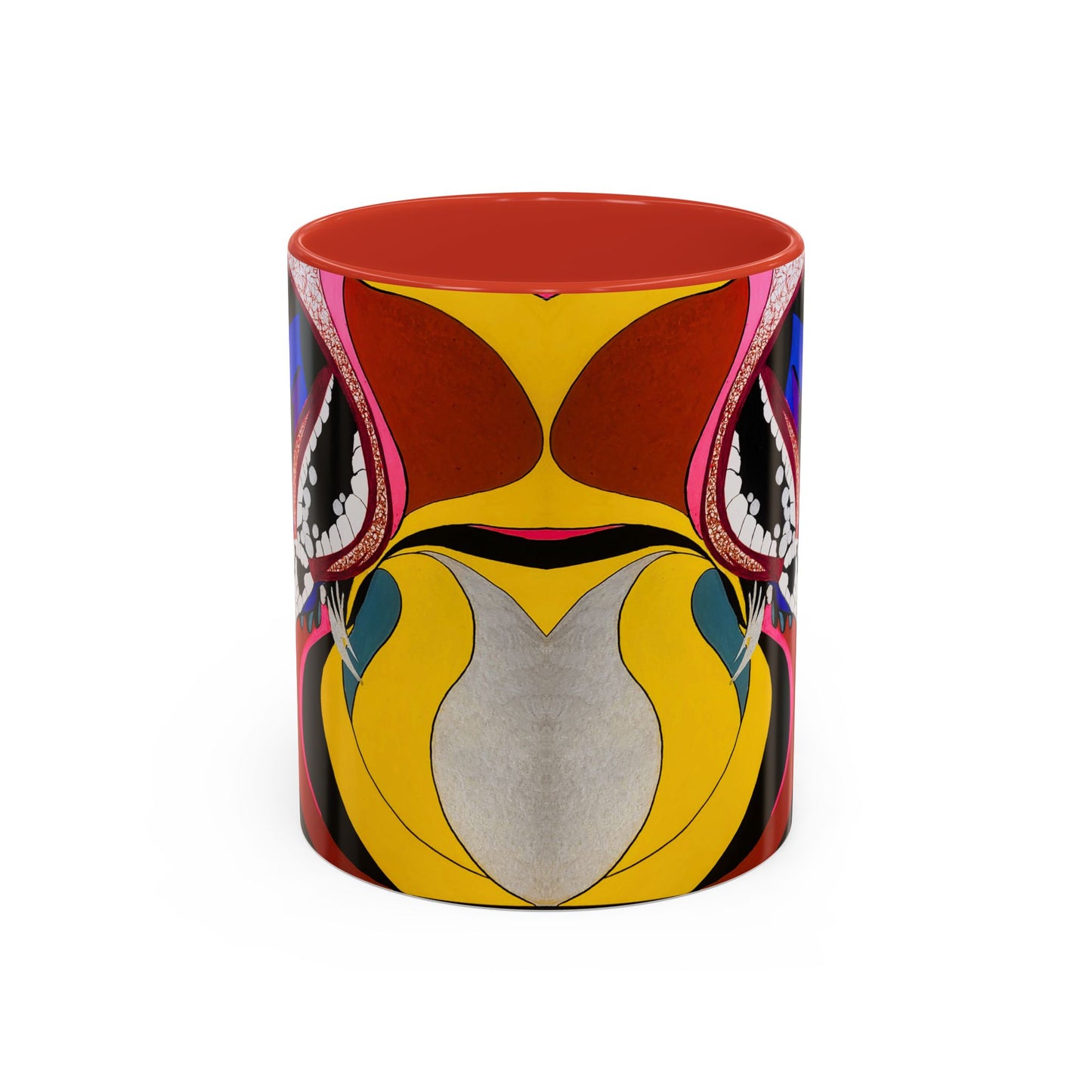 Abstract Colorful Face Accent Coffee Mug — Bold Pop Art Ceramic Gift
