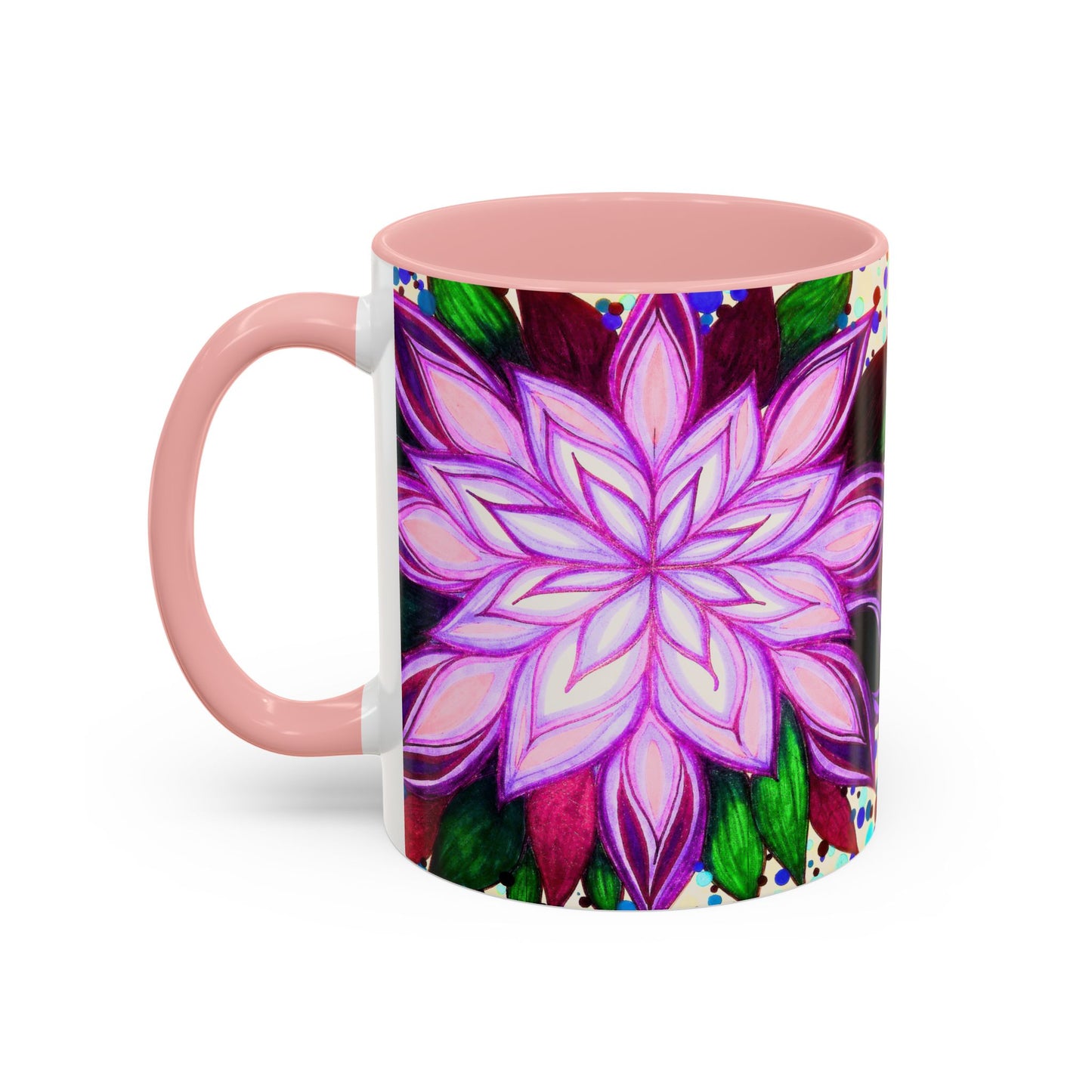 Floral Lotus Accent Coffee Mug — Purple Mandala 11/15oz