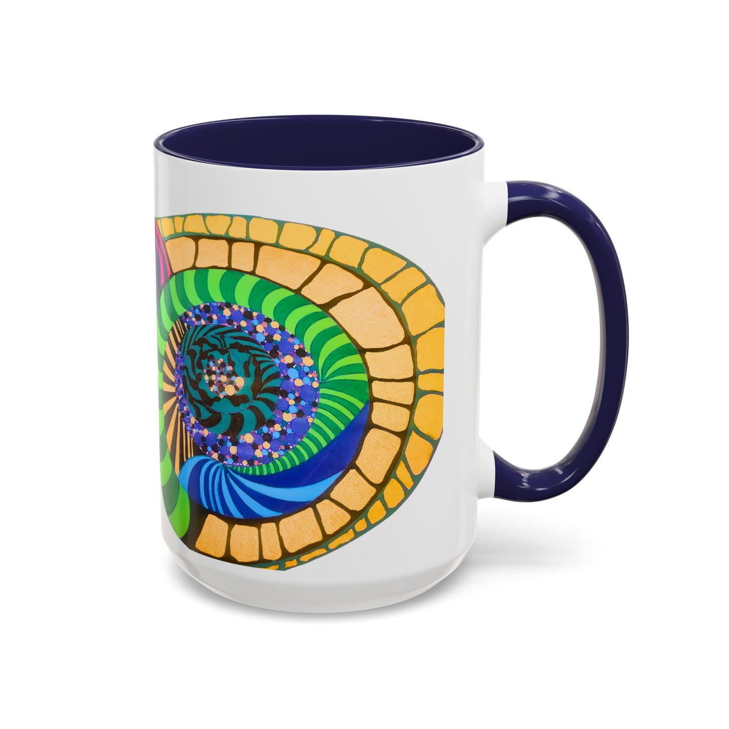 Psychedelic Spiral Accent Coffee Mug – Colorful Abstract Art 11/15oz