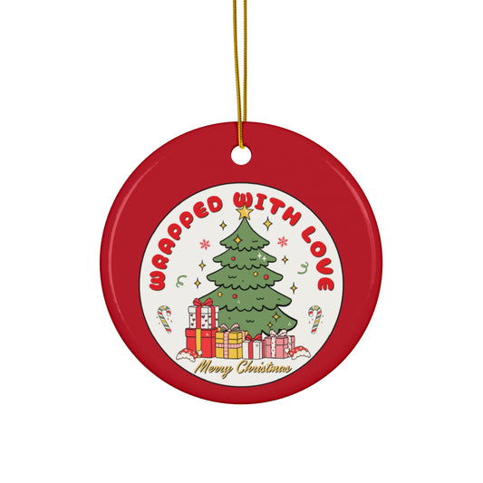 Wrapped With Love Ceramic Ornament