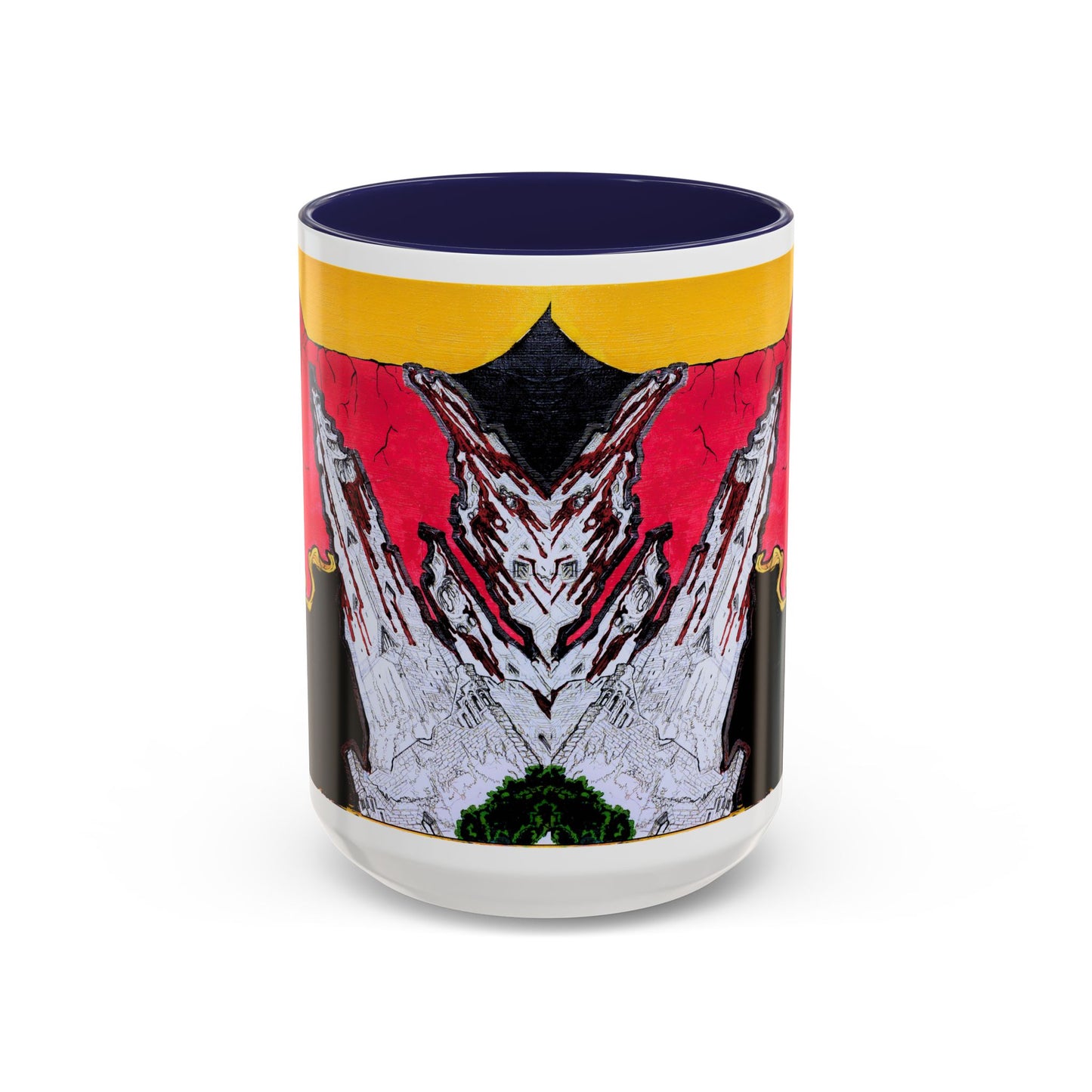 Abstract Mountain Dragon Coffee Mug — Colorful Accent Ceramic Mug (11/15oz)