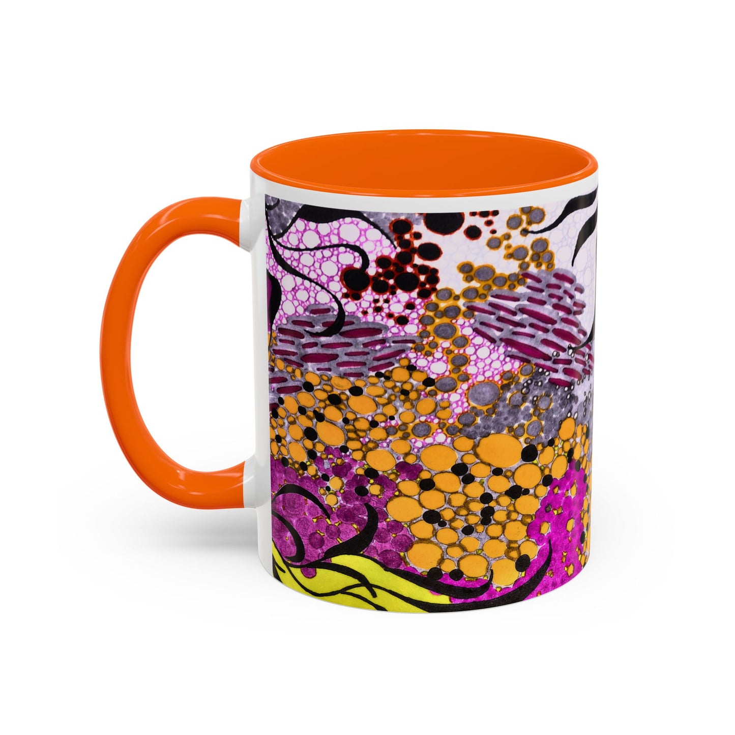 Accent Coffee Mug — Vibrant Abstract Floral Pattern (11/15oz)