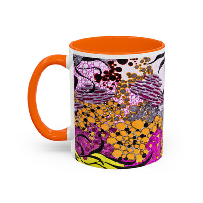 Accent Coffee Mug — Vibrant Abstract Floral Pattern (11/15oz)