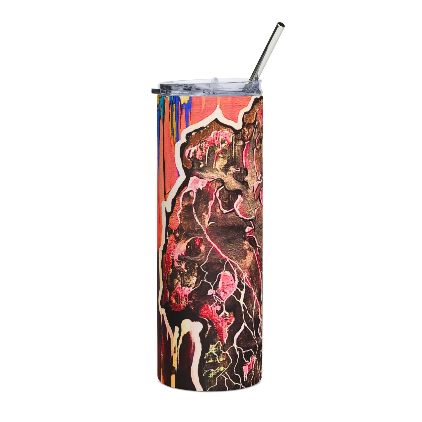 Abstract Floral Stainless Steel Tumbler