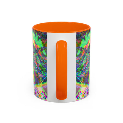 Psychedelic Geometric Accent Coffee Mug — Vibrant Neon Art Design (11/15oz)