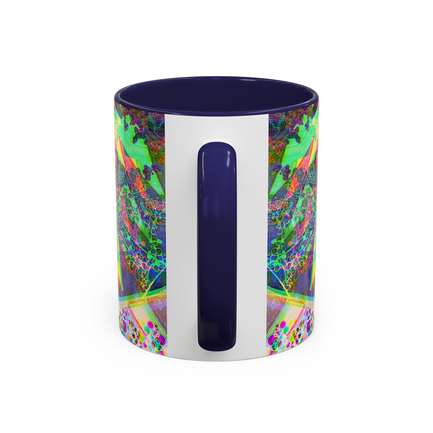 Psychedelic Geometric Accent Coffee Mug — Vibrant Neon Art Design (11/15oz)