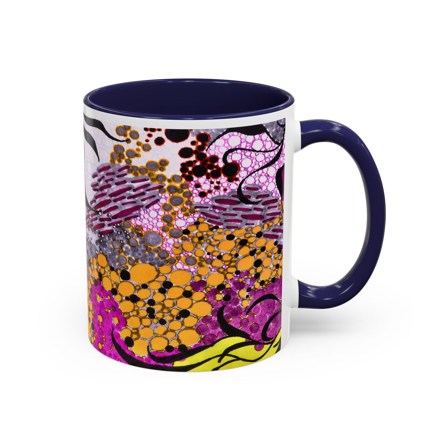 Accent Coffee Mug — Vibrant Abstract Floral Pattern (11/15oz)