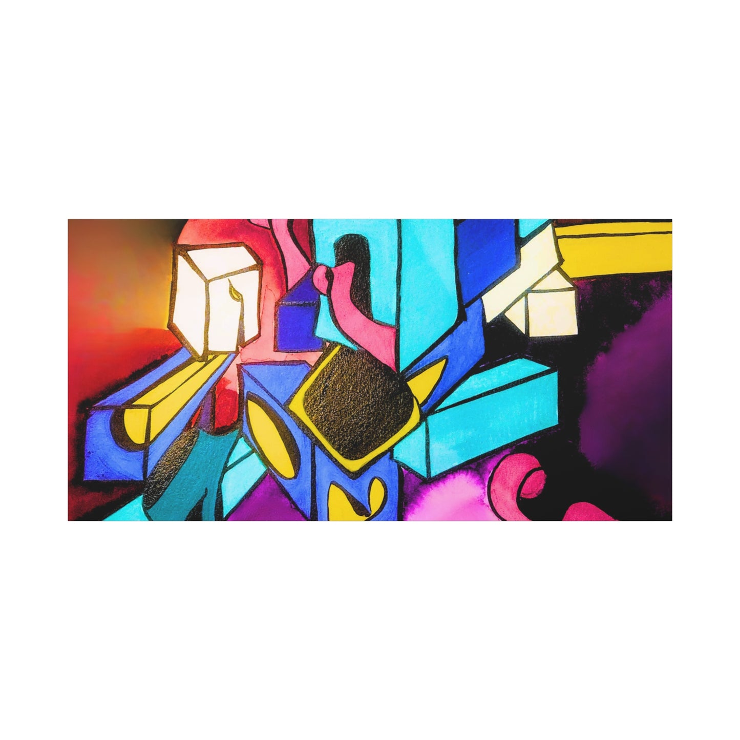 Abstract Neon Geometric Canvas Print