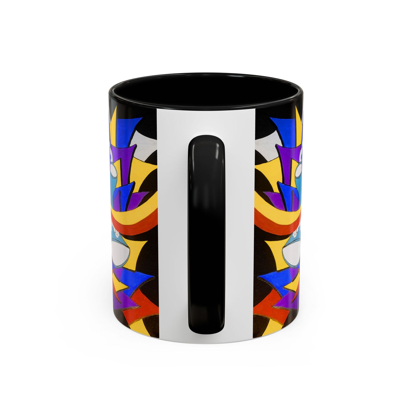 Abstract Colorful Face Accent Coffee Mug — Bold Pop Art Ceramic Gift