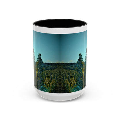 Scenic Pine Forest Accent Coffee Mug — Sunrise Landscape 11/15oz