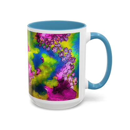 Vibrant Abstract Inkblot Accent Coffee Mug – Psychedelic Floral Color Splash (11/15oz)