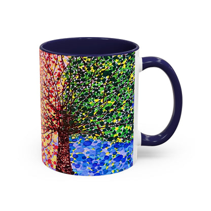 Accent Coffee Mug - Colorful Pointillist Tree Art Cup (11/15 oz)