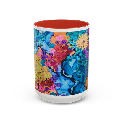 Vibrant Floral Watercolor Accent Coffee Mug