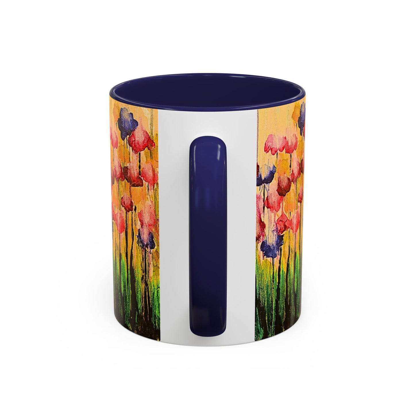 Floral Watercolor Accent Coffee Mug — Colorful Spring Poppy Art (11/15 oz)