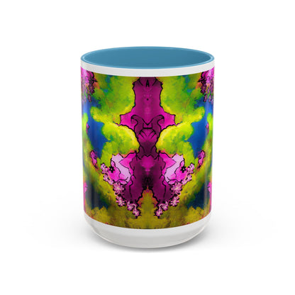 Vibrant Abstract Inkblot Accent Coffee Mug – Psychedelic Floral Color Splash (11/15oz)