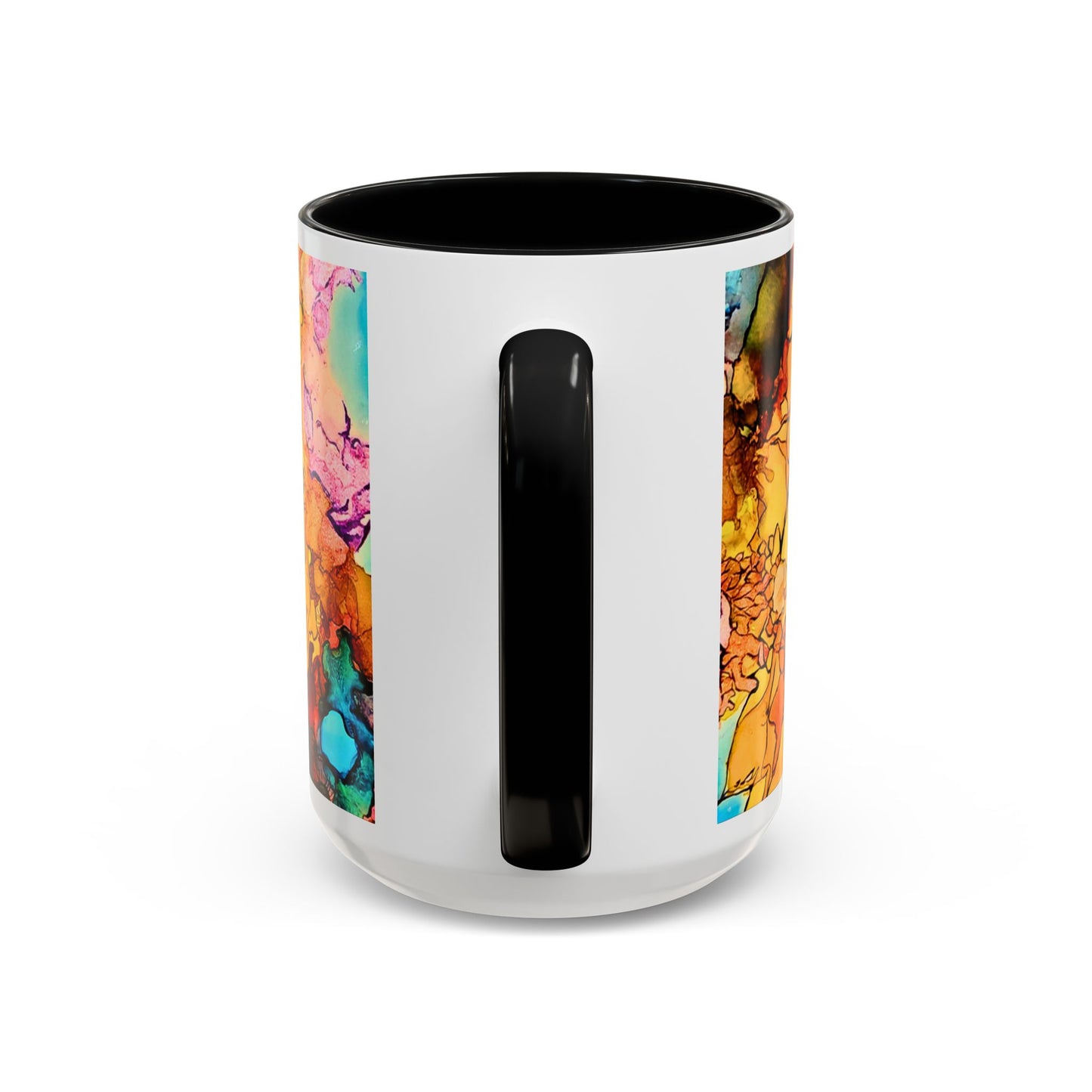 Yellow Floral Accent Coffee Mug – Bright Watercolor Peony Design (11/15oz)