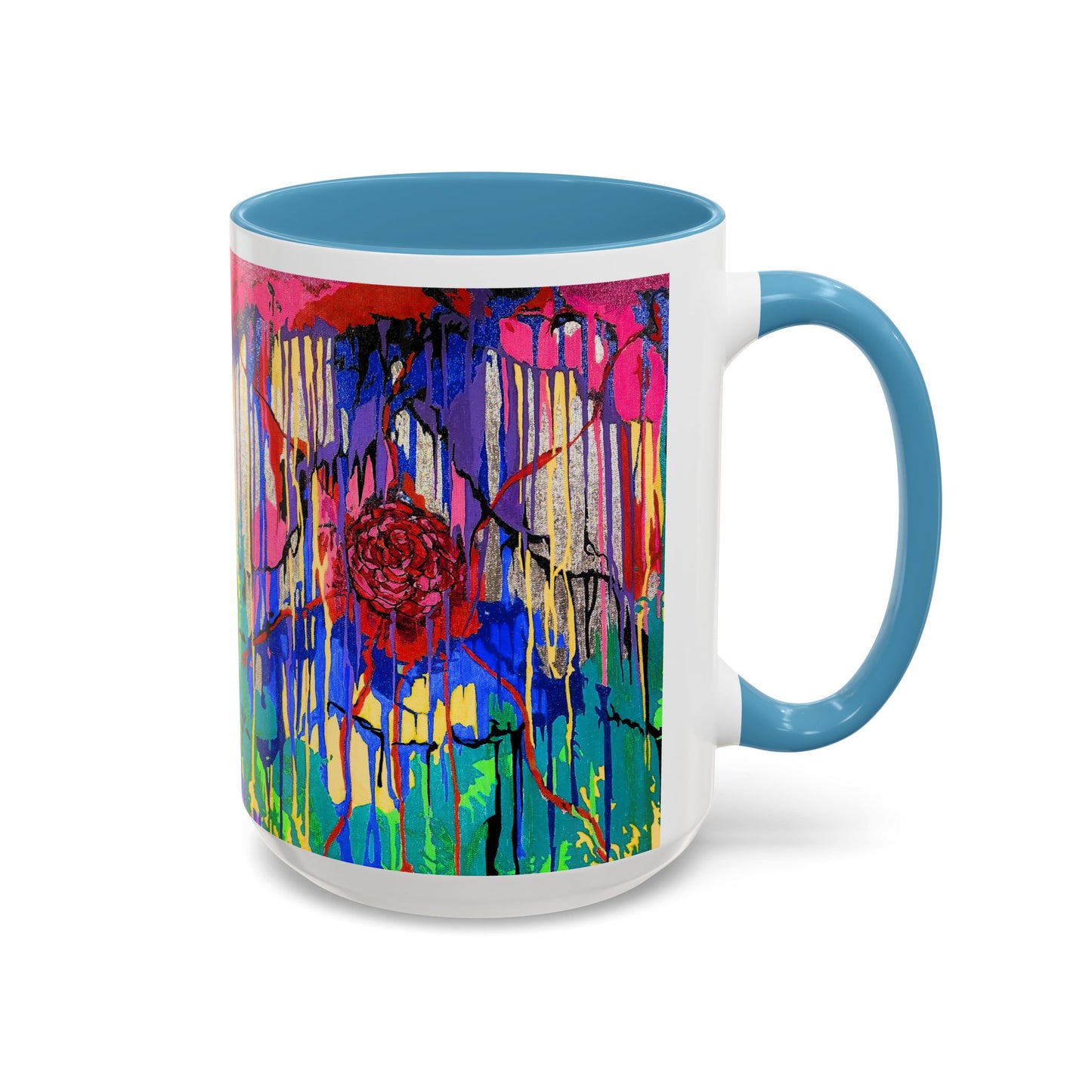 Colorful Drip Art Coffee Mug – Vibrant Abstract Floral Accent (11/15oz)