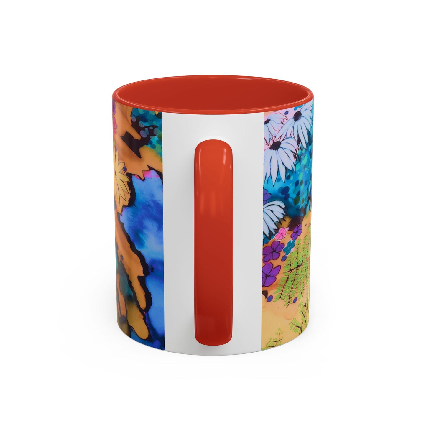 Vibrant Floral Watercolor Accent Coffee Mug