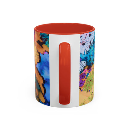 Vibrant Floral Watercolor Accent Coffee Mug