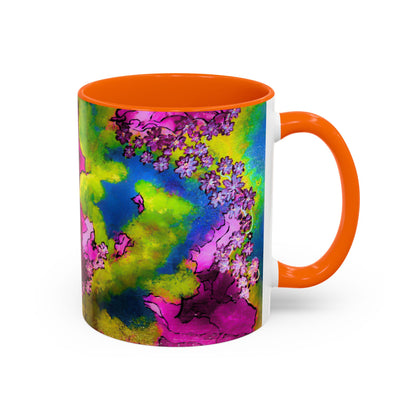 Vibrant Abstract Inkblot Accent Coffee Mug – Psychedelic Floral Color Splash (11/15oz)