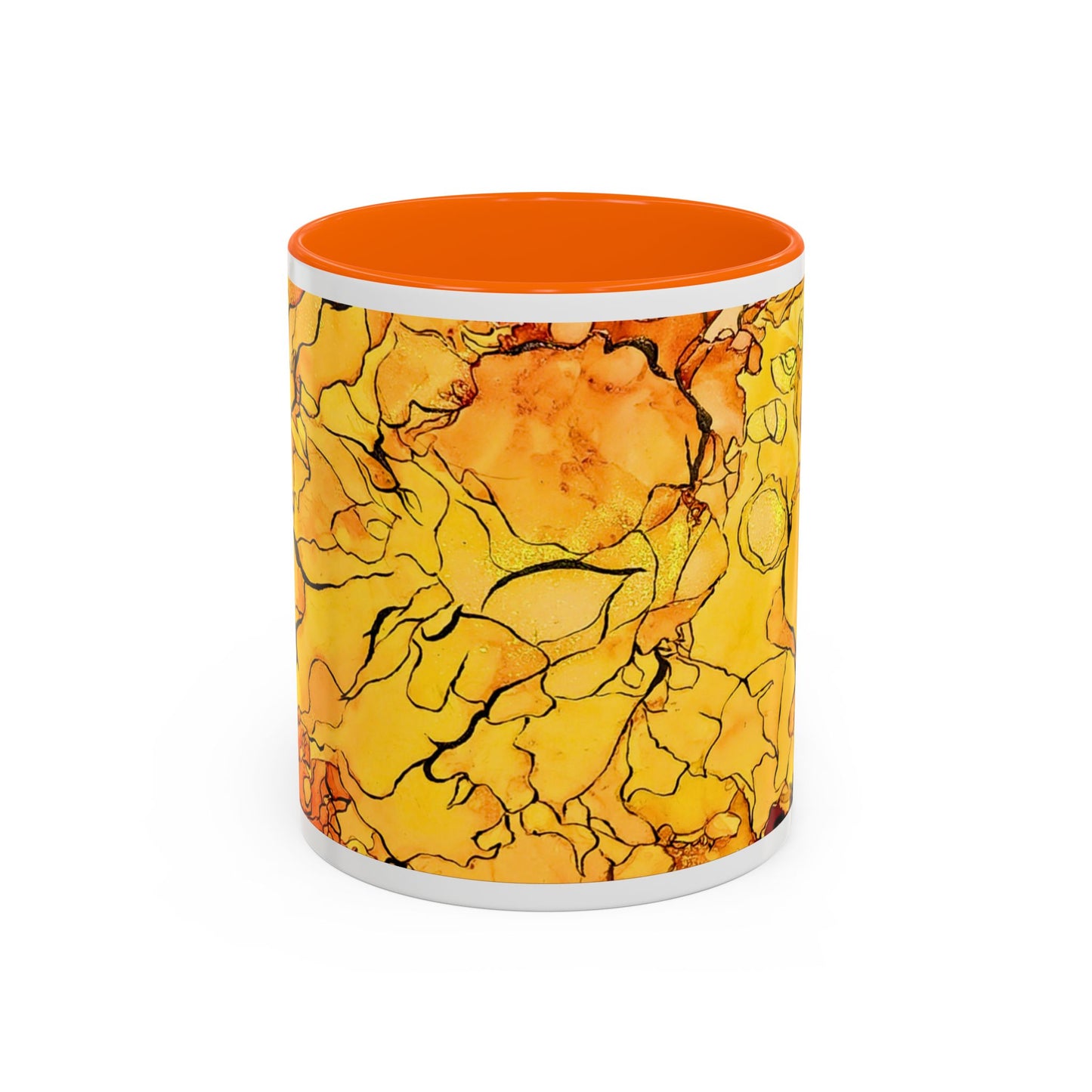 Yellow Floral Accent Coffee Mug – Bright Watercolor Peony Design (11/15oz)