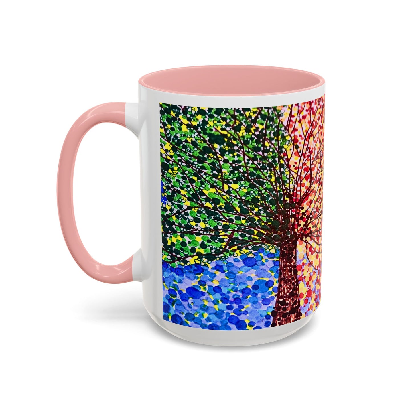 Accent Coffee Mug - Colorful Pointillist Tree Art Cup (11/15 oz)