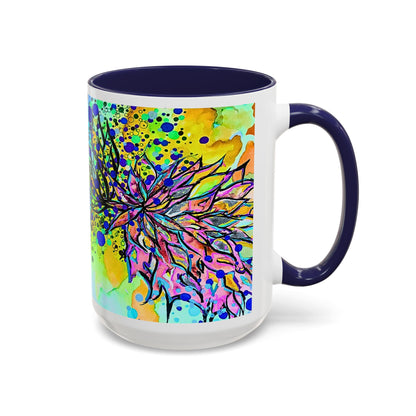 Artistic Floral Coffee Mug — Colorful Watercolor Mandala Accent Mug (11/15oz)