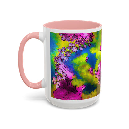Vibrant Abstract Inkblot Accent Coffee Mug – Psychedelic Floral Color Splash (11/15oz)