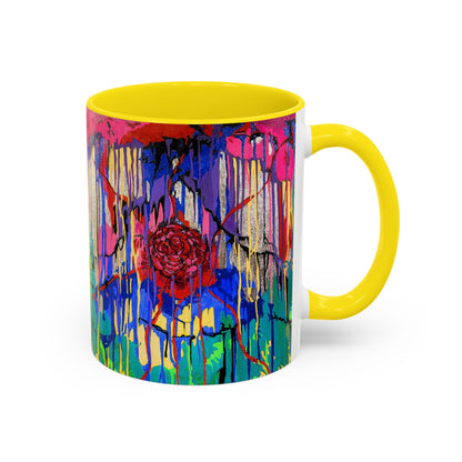 Colorful Drip Art Coffee Mug – Vibrant Abstract Floral Accent (11/15oz)