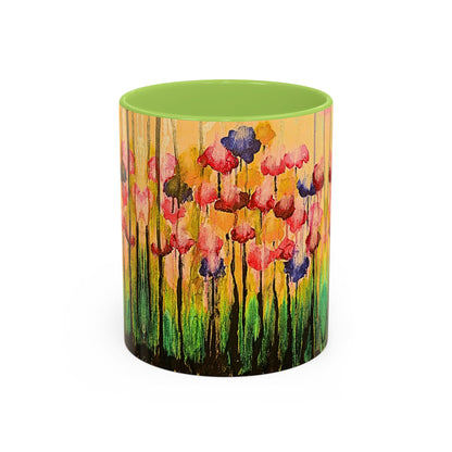Floral Watercolor Accent Coffee Mug — Colorful Spring Poppy Art (11/15 oz)