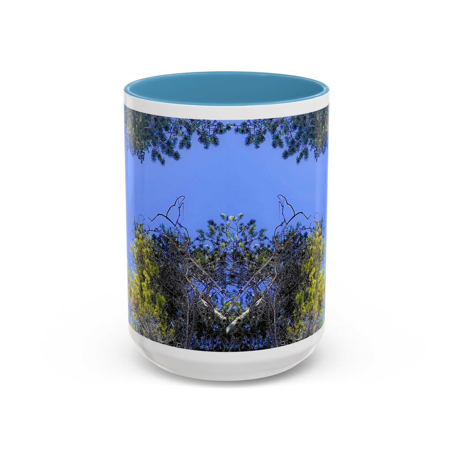 Scenic Pine Tree Sky Accent Coffee Mug – Nature Photography 11/15oz