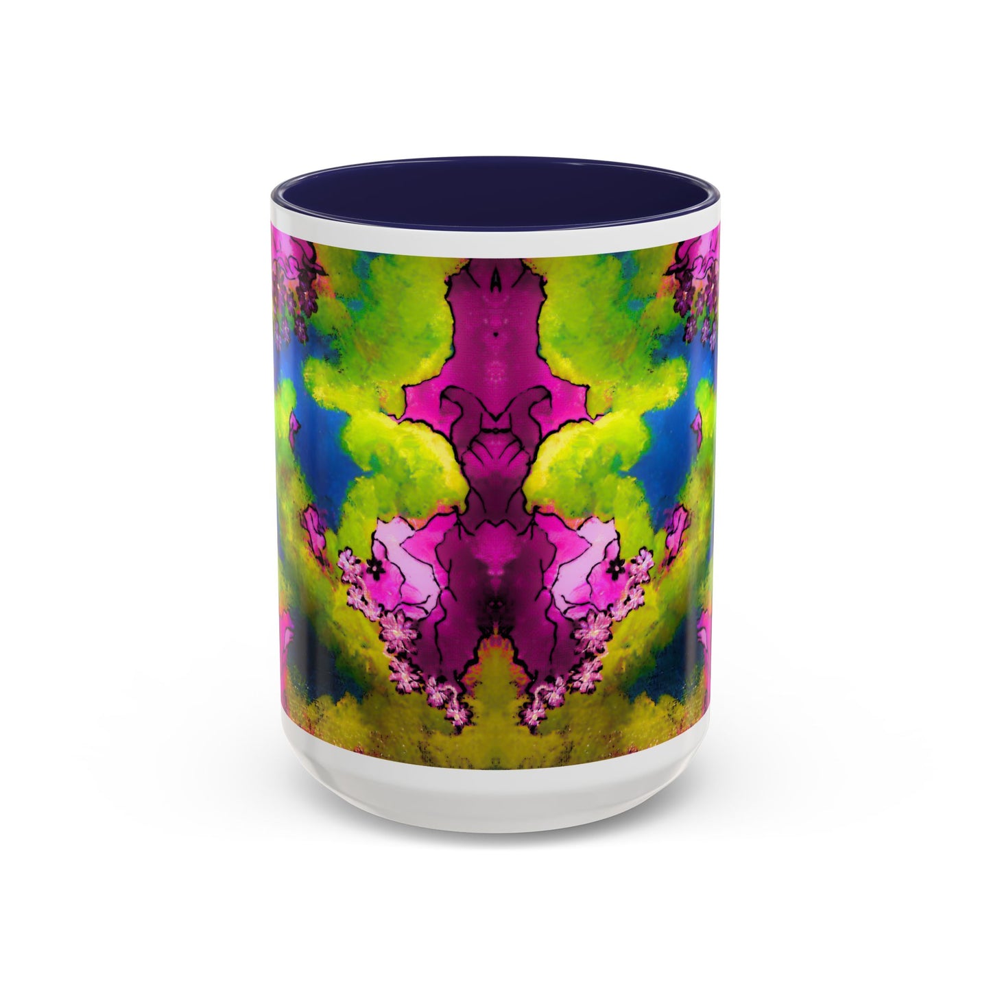 Vibrant Abstract Inkblot Accent Coffee Mug – Psychedelic Floral Color Splash (11/15oz)