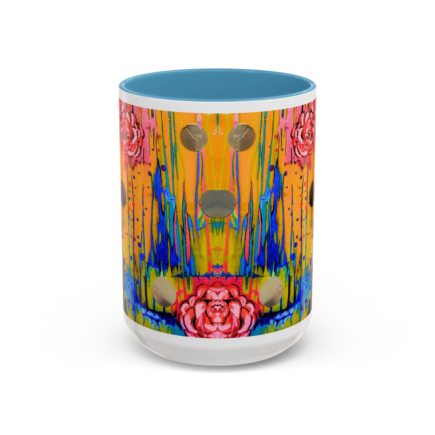 Vibrant Drip Floral Accent Coffee Mug — Colorful Abstract Roses (11/15 oz)