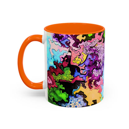 Psychedelic Abstract Accent Coffee Mug — Colorful Inkblot Art (11/15oz)