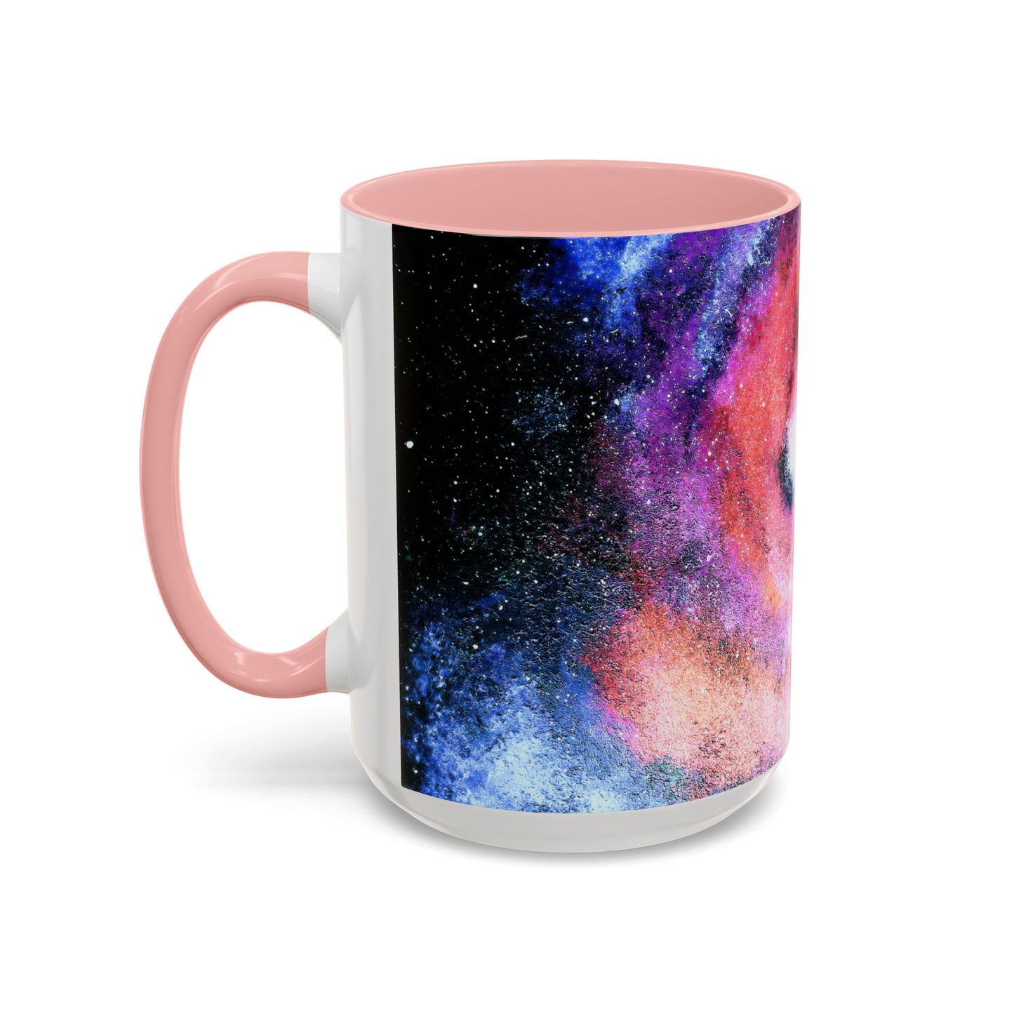 Galaxy Swirl Accent Coffee Mug — Pink Purple Nebula Art (11/15 oz)