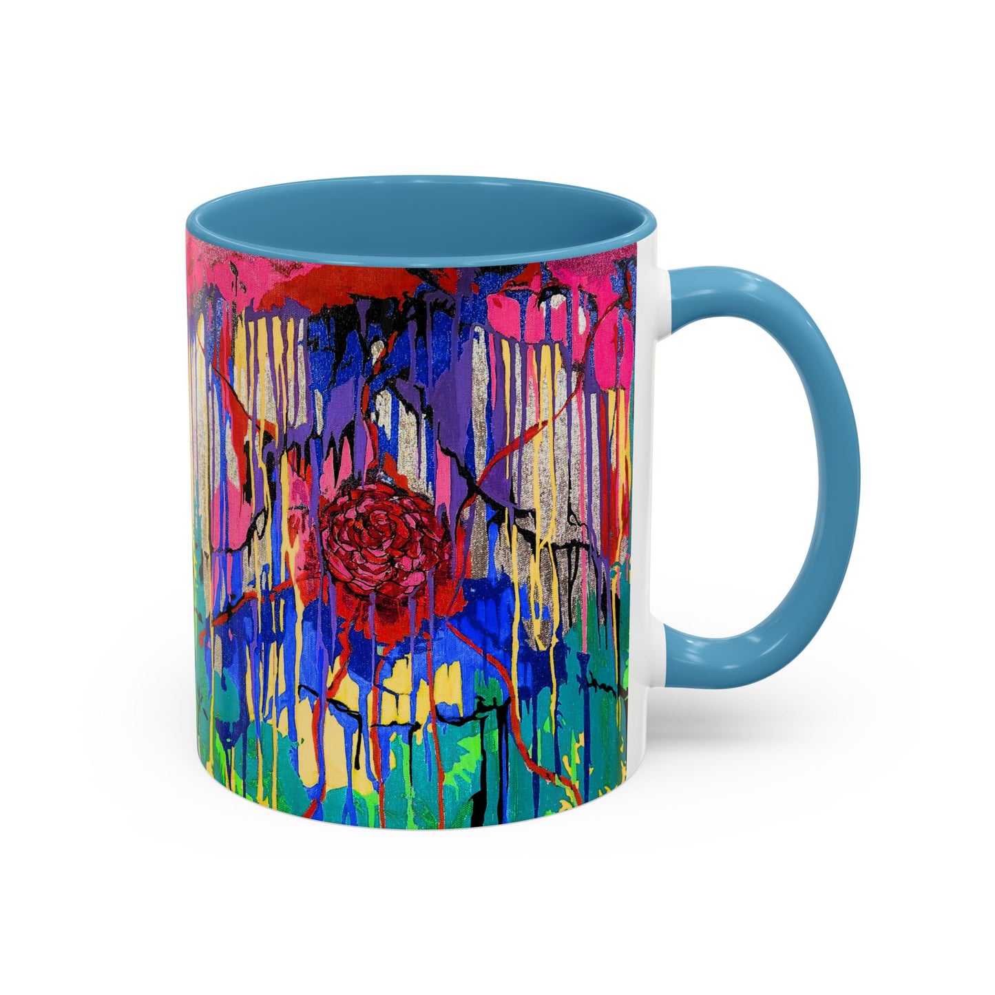 Colorful Drip Art Coffee Mug – Vibrant Abstract Floral Accent (11/15oz)