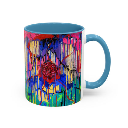Colorful Drip Art Coffee Mug – Vibrant Abstract Floral Accent (11/15oz)