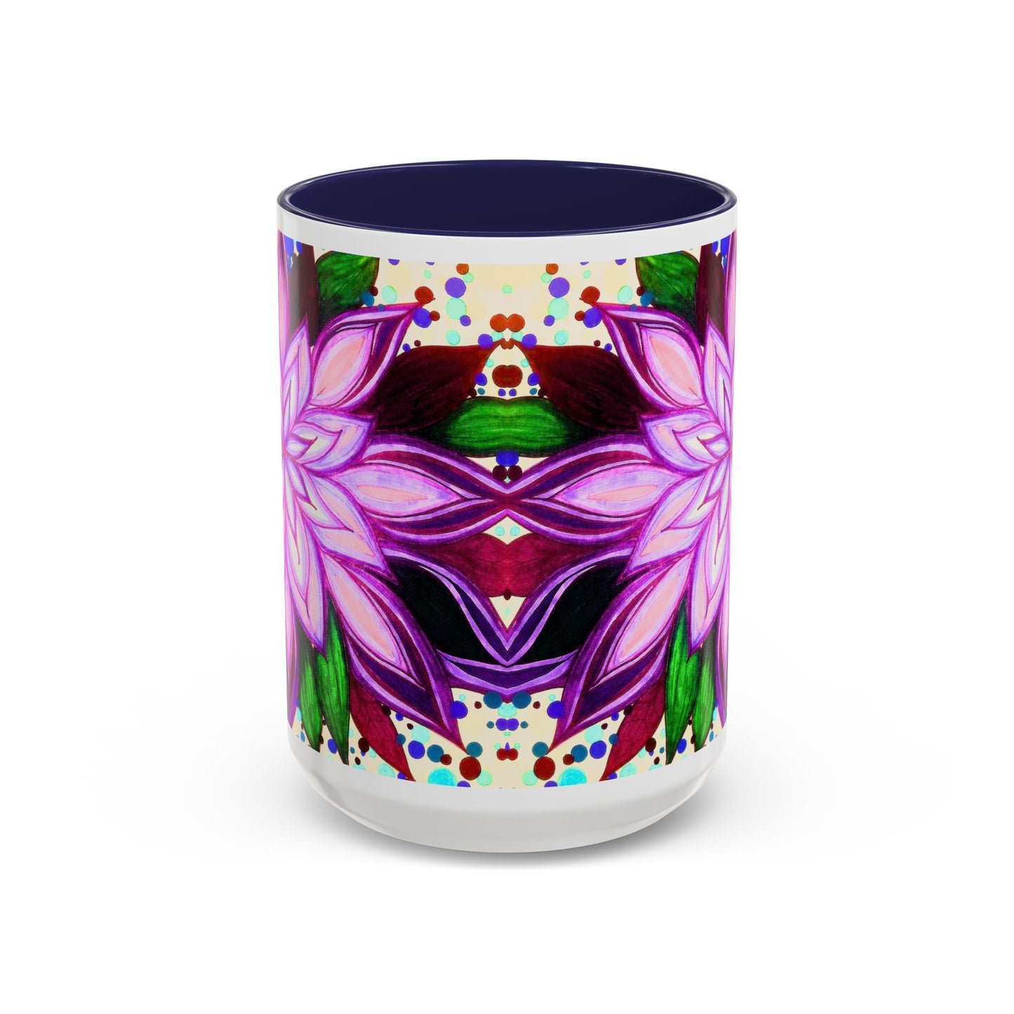 Floral Lotus Accent Coffee Mug — Purple Mandala 11/15oz