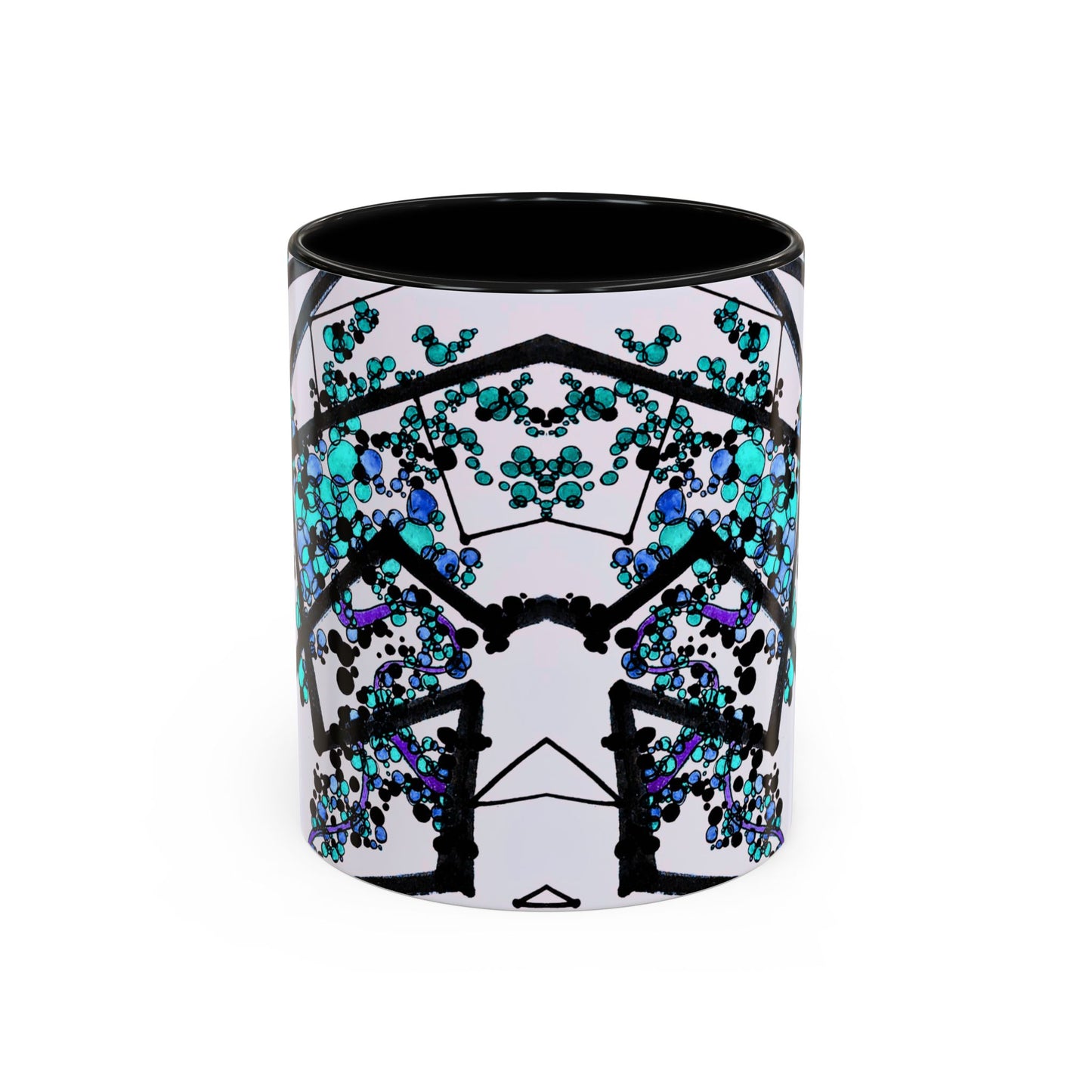 Blue Botanical Accent Coffee Mug — Teal Floral Abstract 11/15oz