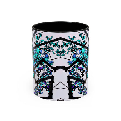 Blue Botanical Accent Coffee Mug — Teal Floral Abstract 11/15oz