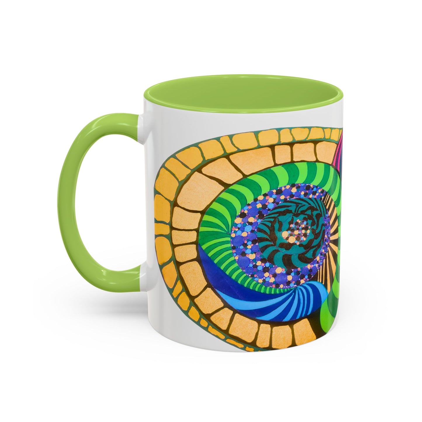 Psychedelic Spiral Accent Coffee Mug – Colorful Abstract Art 11/15oz