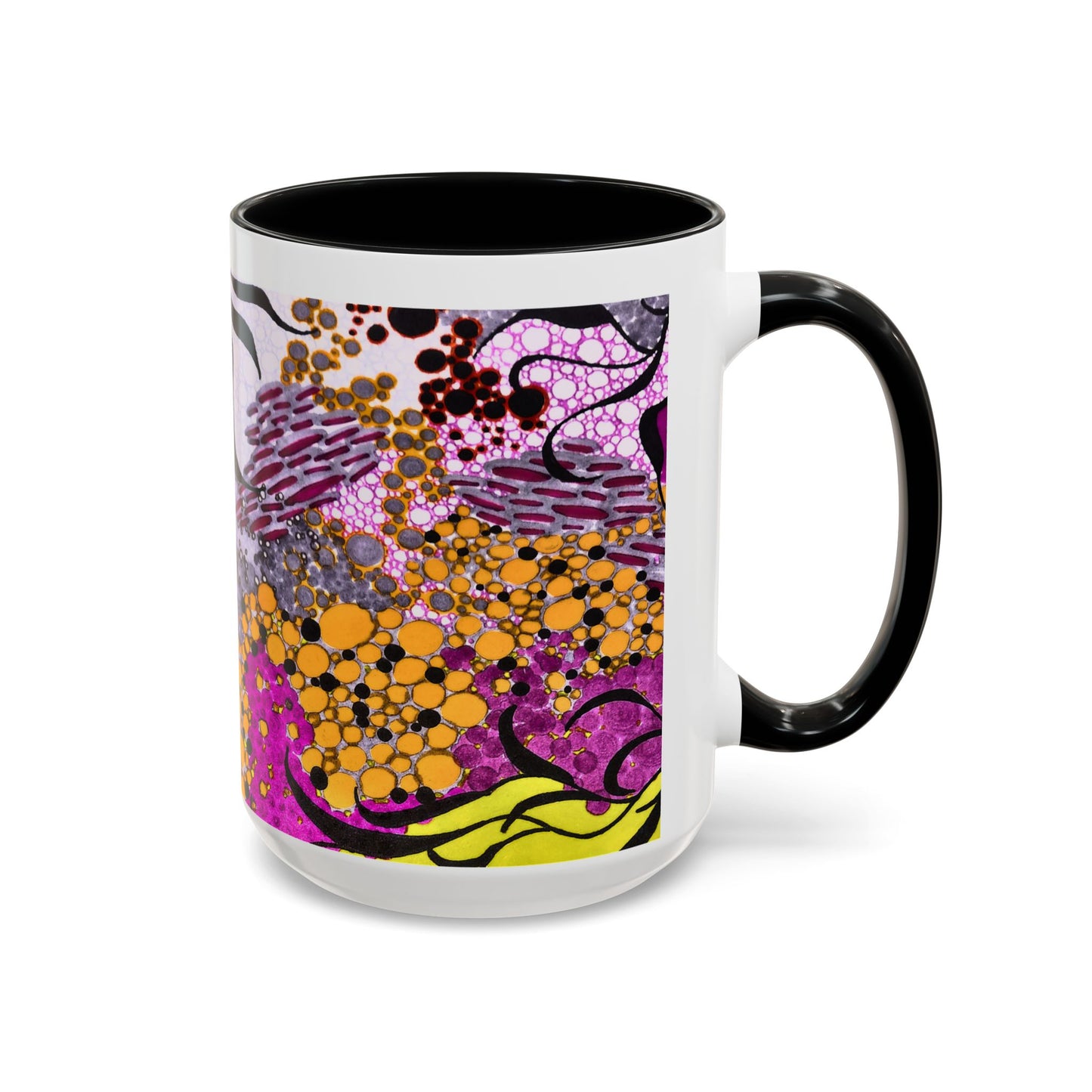 Accent Coffee Mug — Vibrant Abstract Floral Pattern (11/15oz)