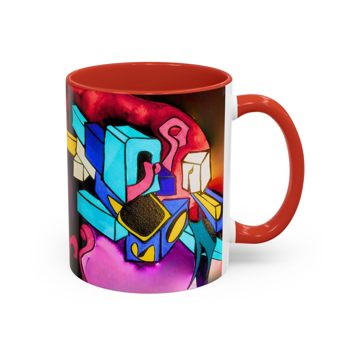 Abstract Neon Art Coffee Mug — Colorful Geometric Accent Mug
