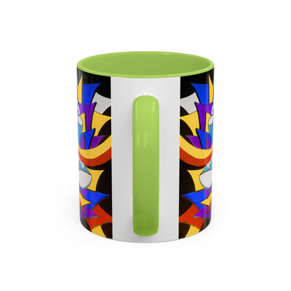Abstract Colorful Face Accent Coffee Mug — Bold Pop Art Ceramic Gift