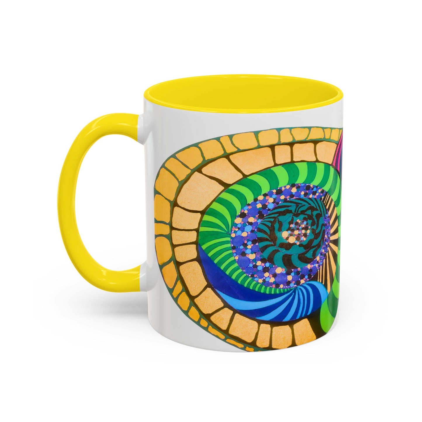 Psychedelic Spiral Accent Coffee Mug – Colorful Abstract Art 11/15oz