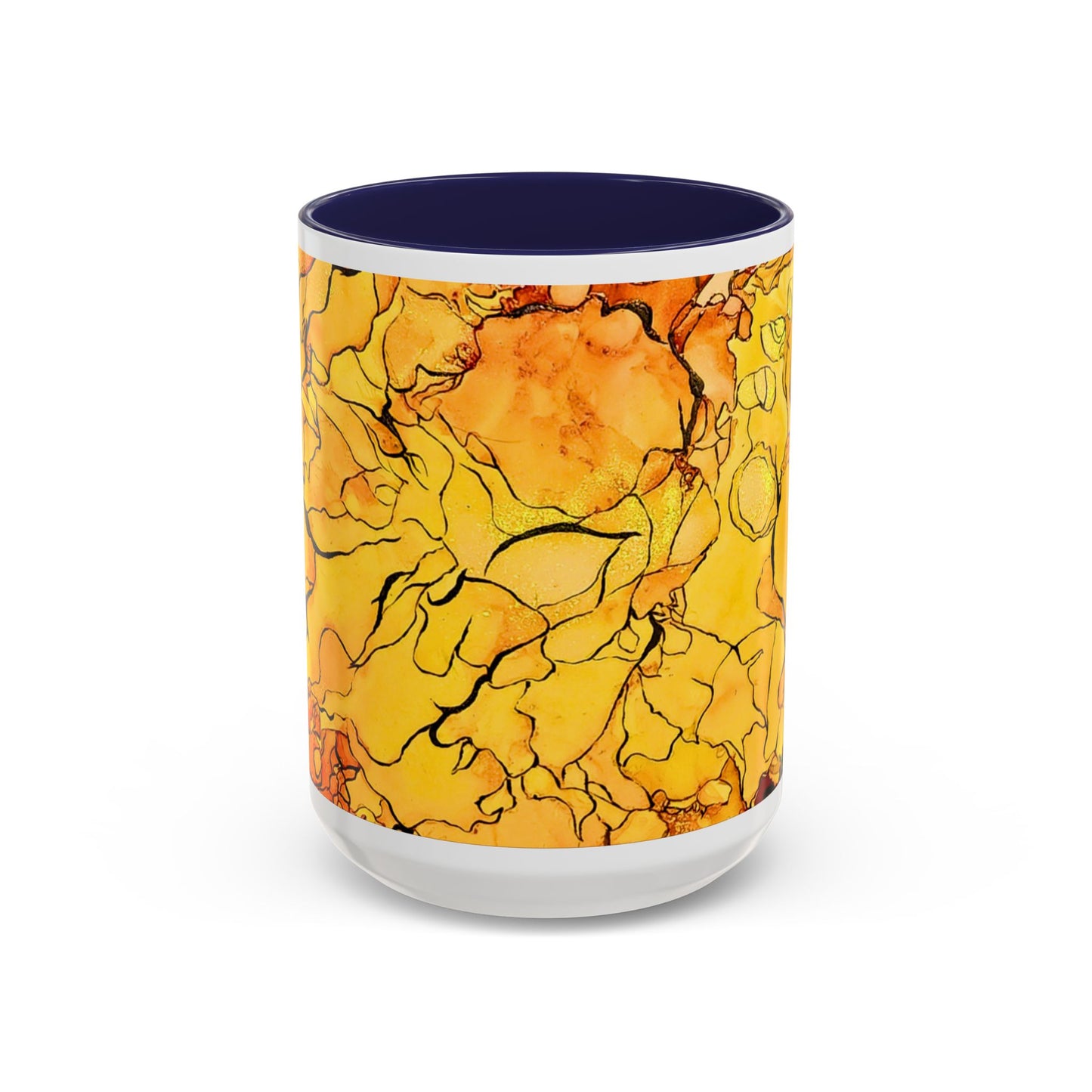 Yellow Floral Accent Coffee Mug – Bright Watercolor Peony Design (11/15oz)
