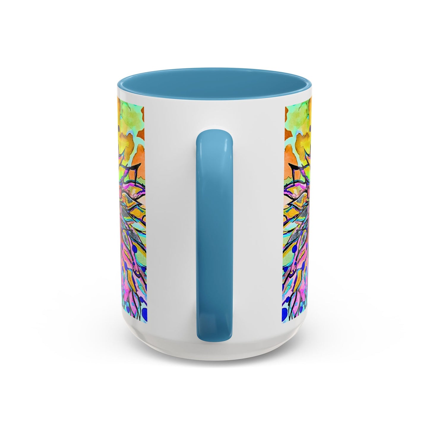 Artistic Floral Coffee Mug — Colorful Watercolor Mandala Accent Mug (11/15oz)
