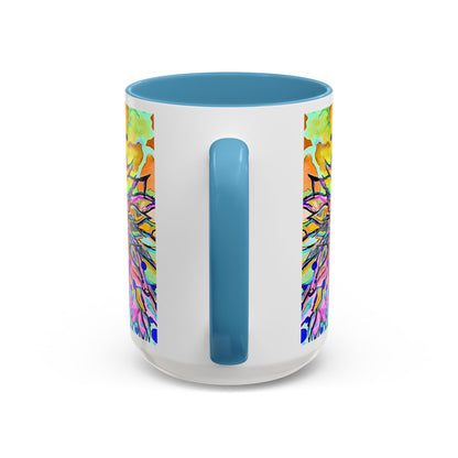 Artistic Floral Coffee Mug — Colorful Watercolor Mandala Accent Mug (11/15oz)